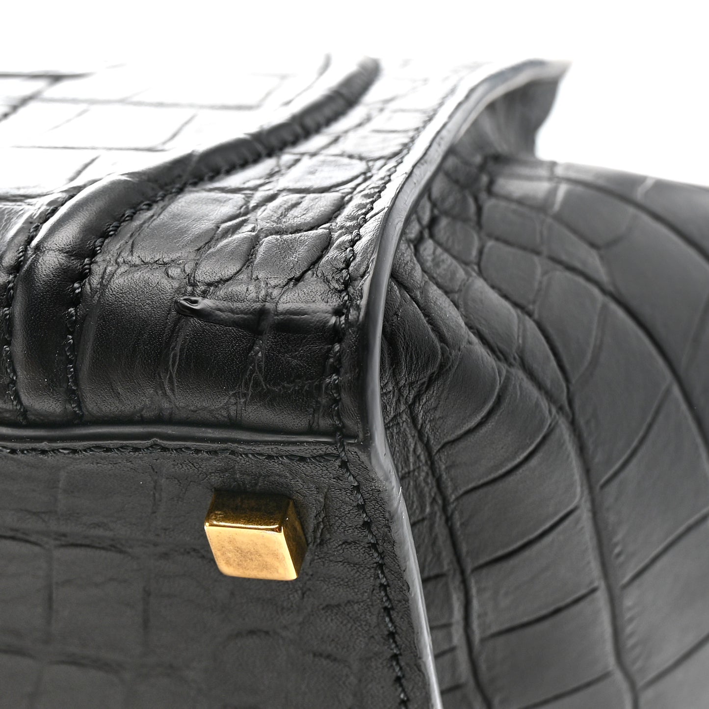 Crocodile Embossed Calfskin Medium Phantom Luggage Black
