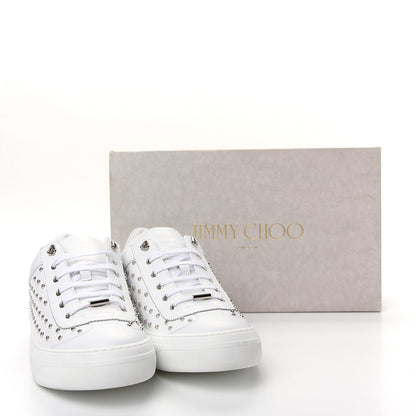 Jimmy Choo Calfskin Studded Mens Ace Sneakers 45 White Silver 10 of 10