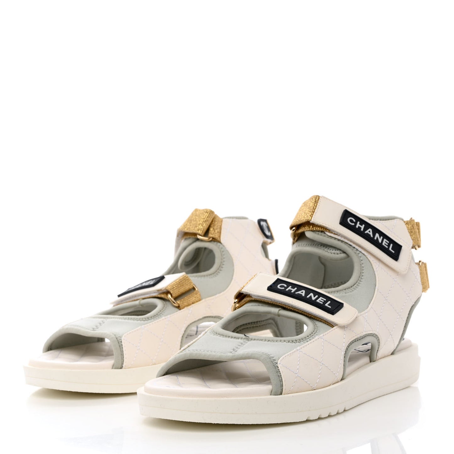 Goatskin Fabric Gladiator Sandals 41.5 White Light Grey Navy Blue