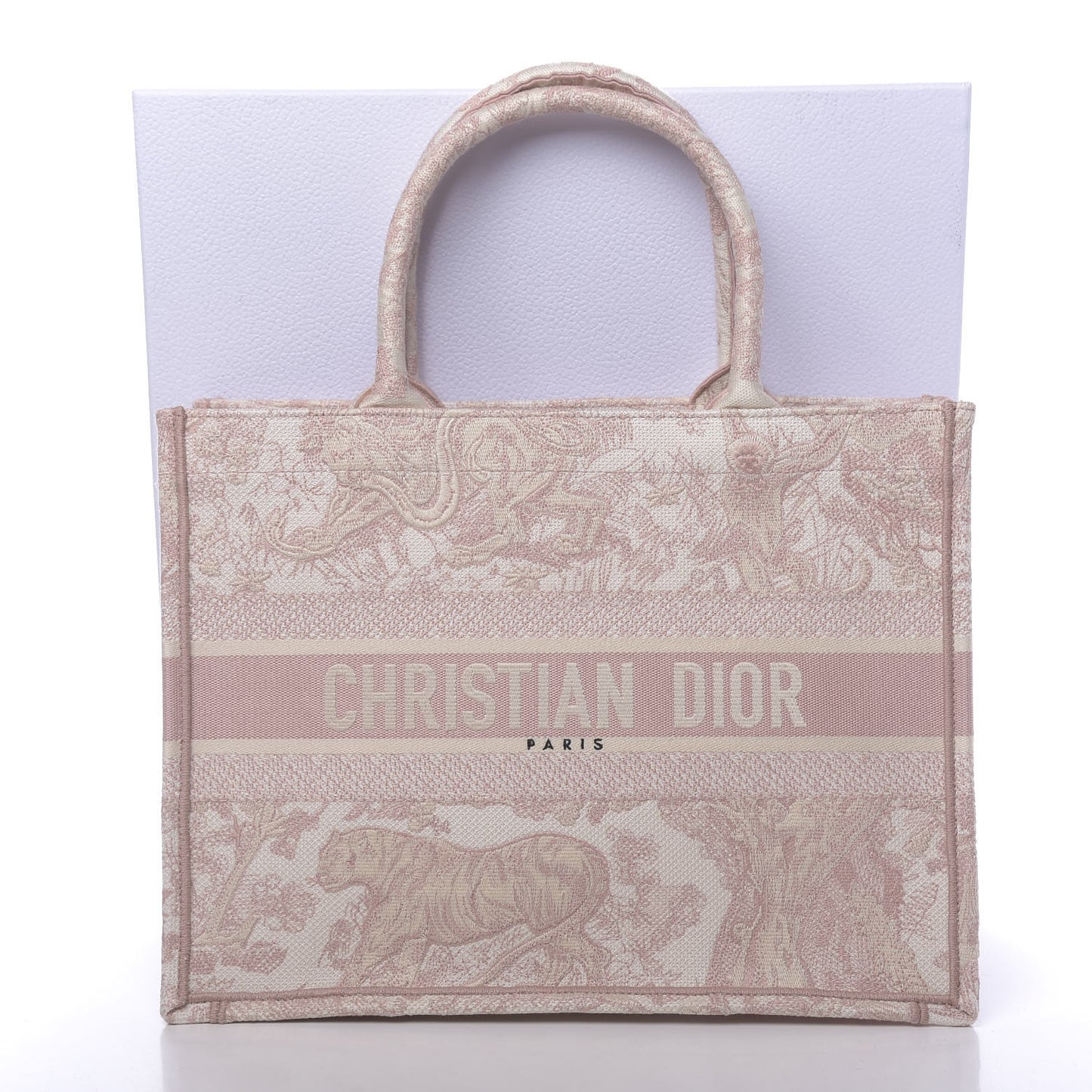 Canvas Embroidered Medium Dioriviera Toile De Jouy Book Tote Rose
