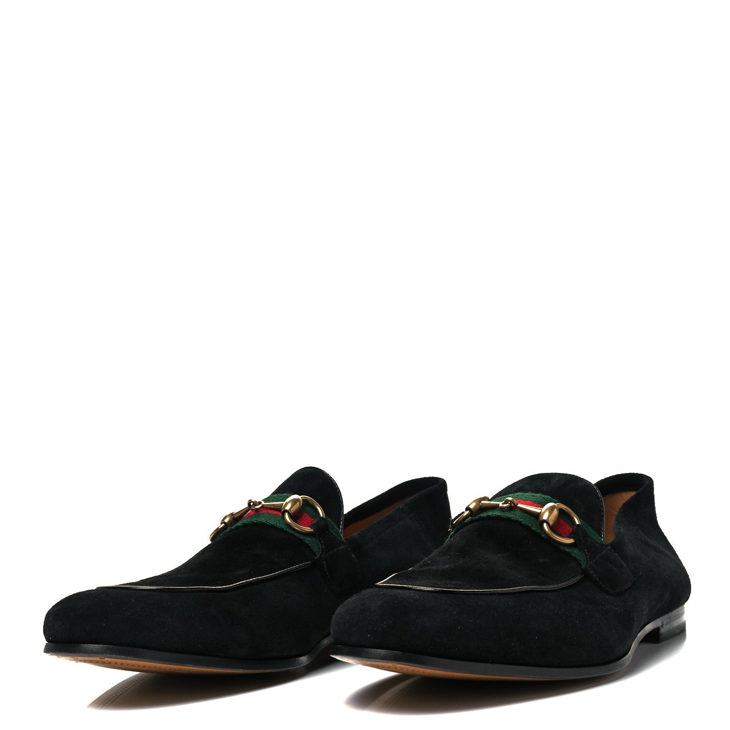 Gucci Suede Web Mens Horsebit Loafers 9.5 Black 3 of 8