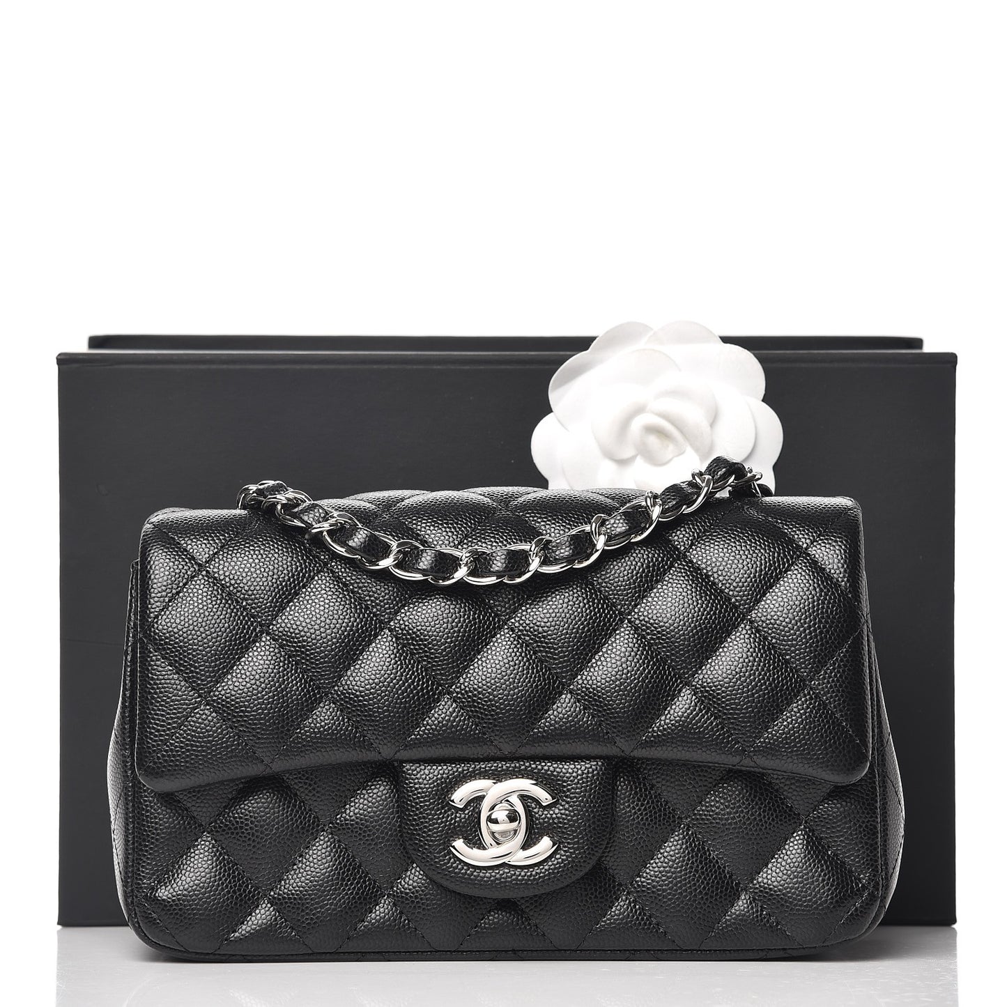 Caviar Quilted Mini Rectangular Flap Black