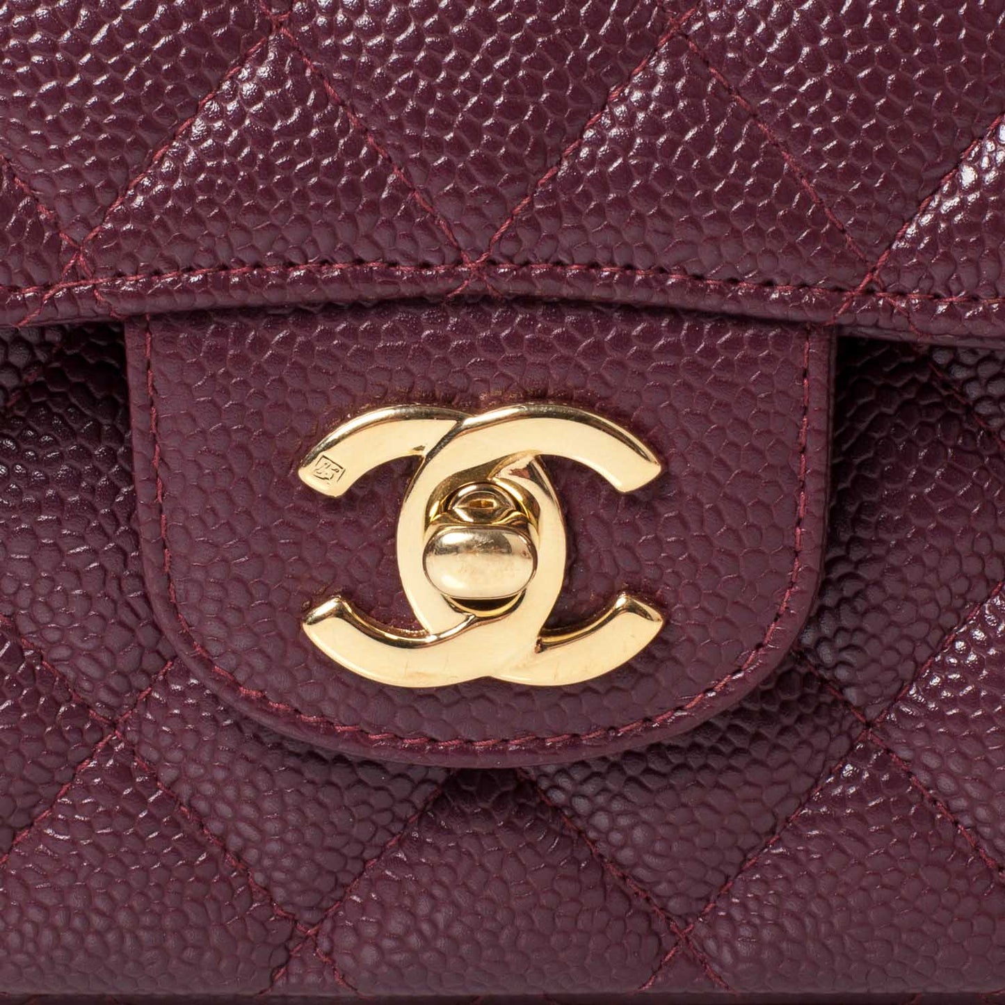 Caviar Medium Double Flap Plum