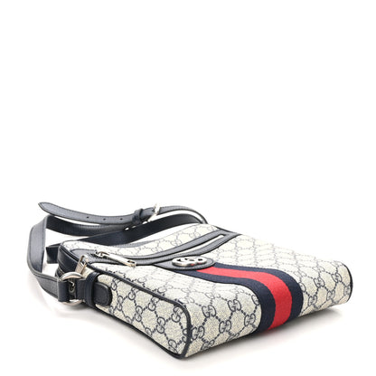Gucci GG Supreme Monogram Textured Dollar Calfskin Web Small Ophidia Messenger Bag Beige Blue 4 of 10