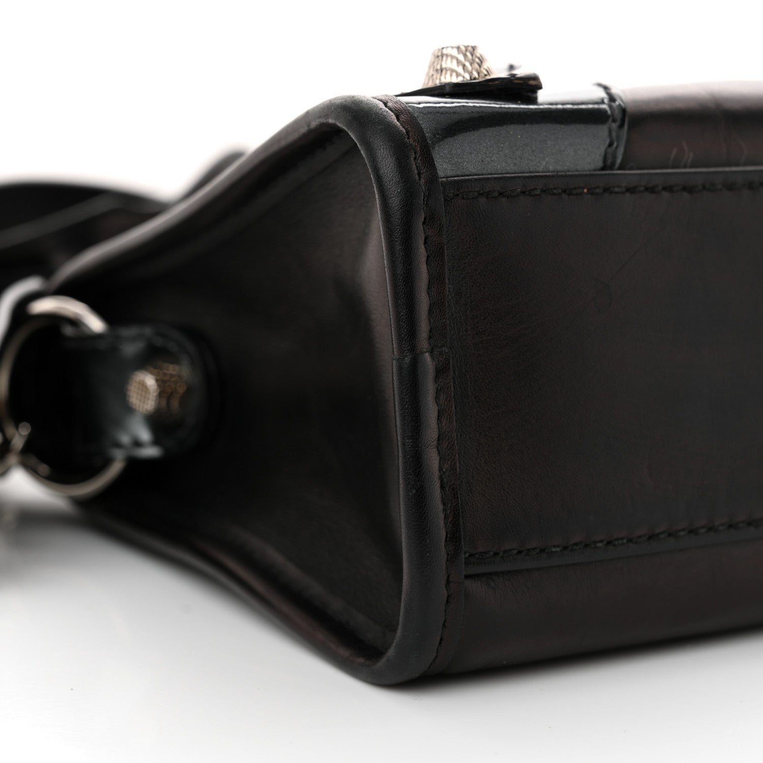 Balenciaga Smooth Calfskin Metallic Patent Giant 12 Silver Hardware Mini City Black Gris 10 of 16