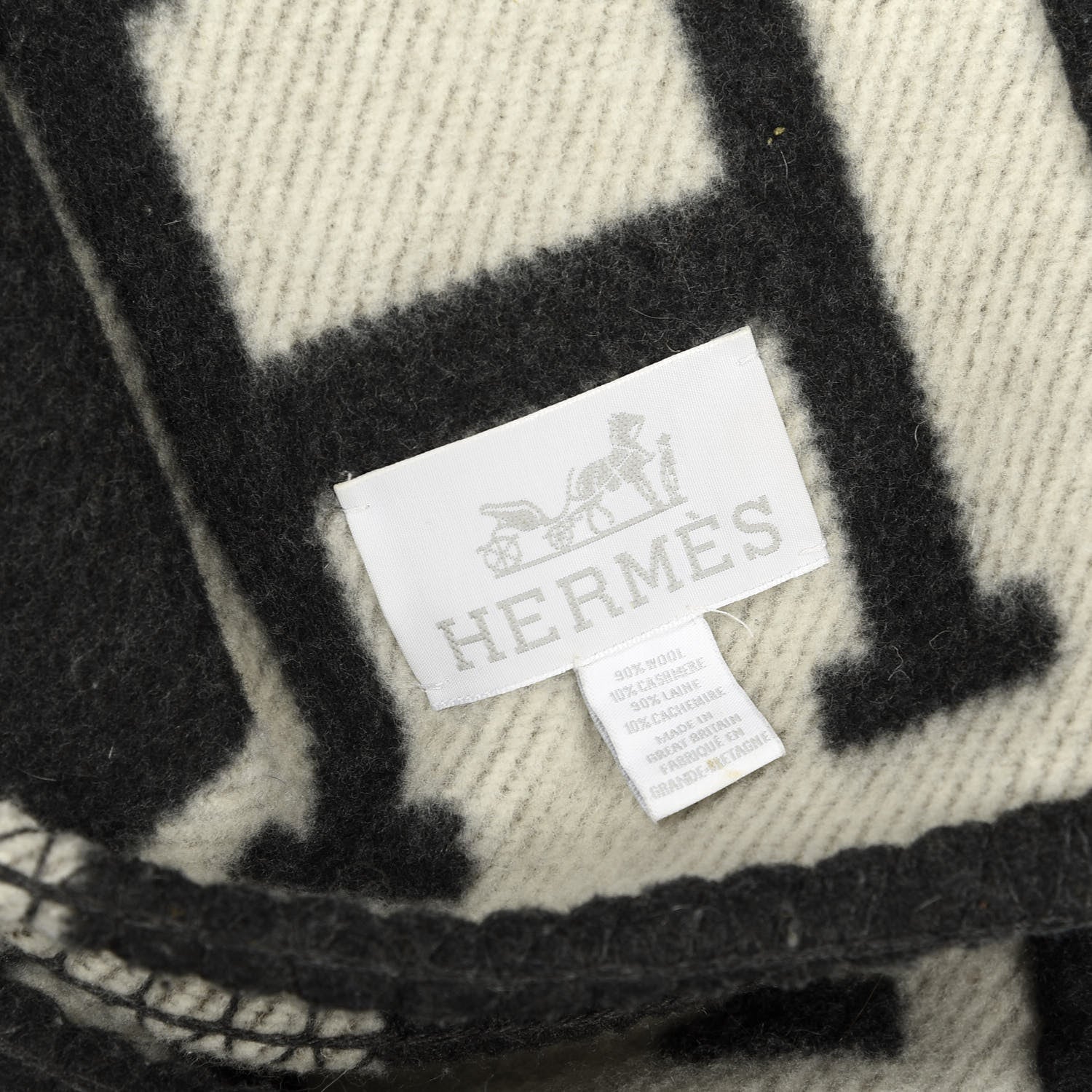 Hermes Wool Cashmere Avalon Blanket Ecru Gris Fonce 4 of 8