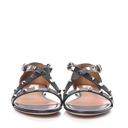 Valentino Garavani Nappa Rockstud Crisscross Sandals 41 Black 2 of 8