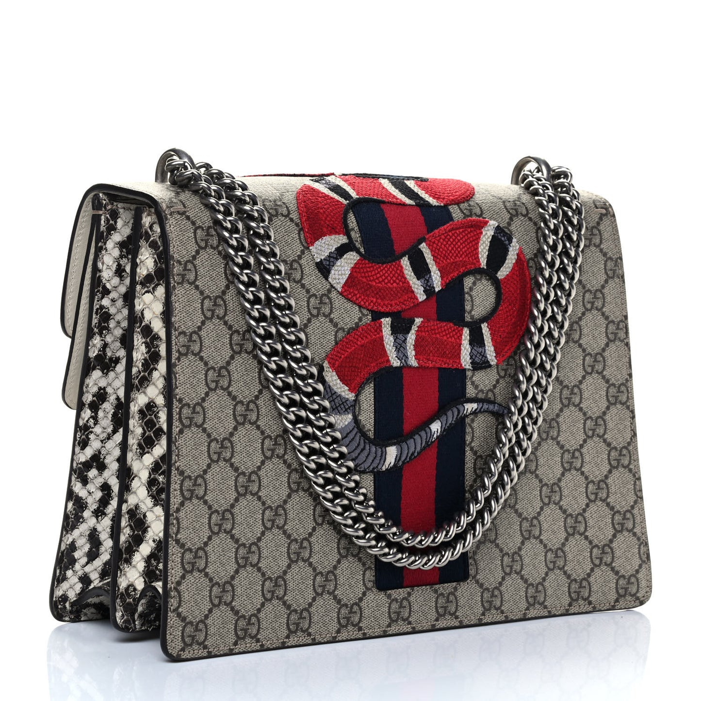 GG Supreme Monogram Kingsnake Embroidered Medium Dionysus Shoulder Bag Beige