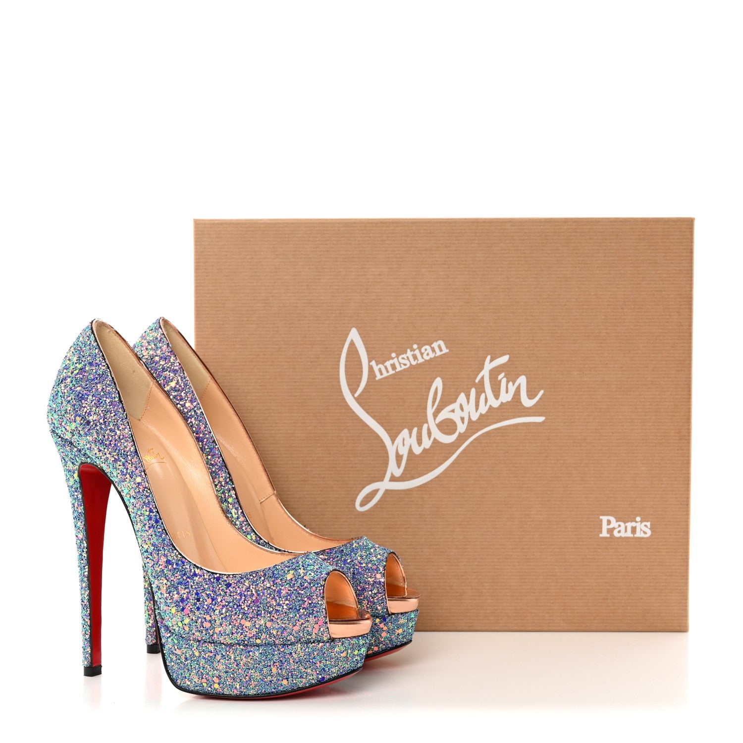 Christian Louboutin Glitter Dragonfly Lady Peep 150 Pumps 36.5 Etincelle Copper 17 of 17