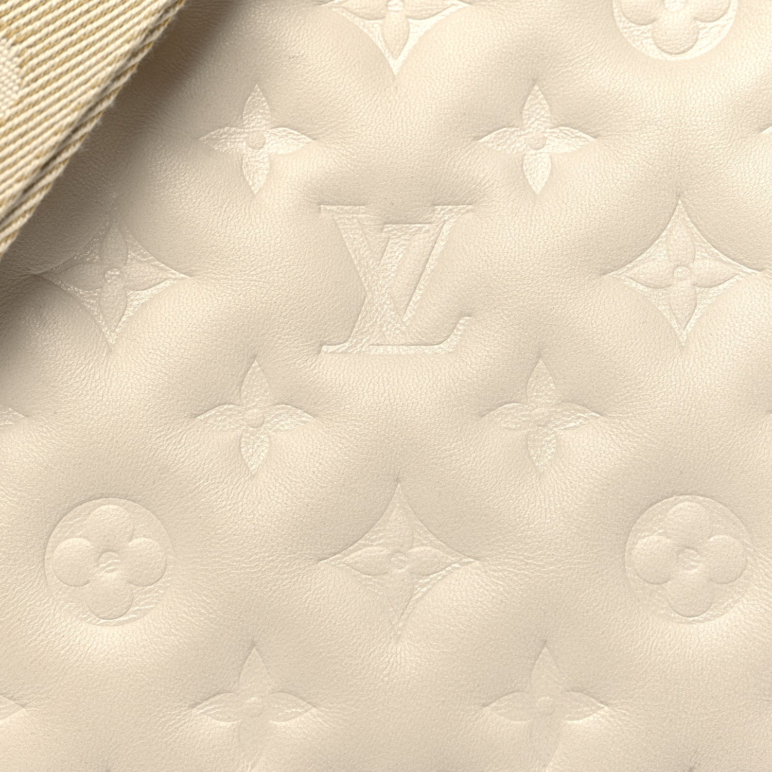 Louis Vuitton Lambskin Embossed Monogram Coussin PM Beige Cream 9 of 12