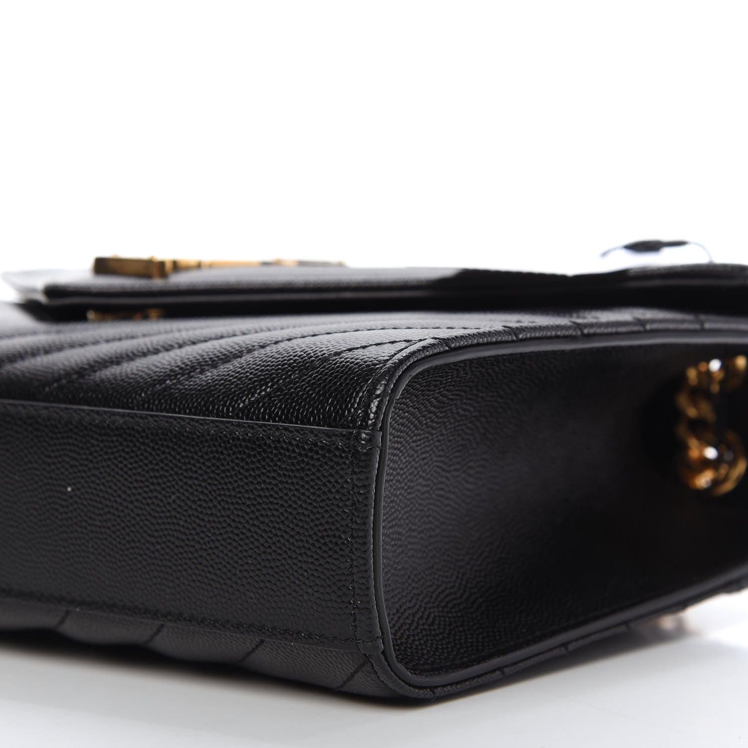 Saint Laurent Grain De Poudre Matelasse Chevron Medium Monogram Satchel Black 7 of 9