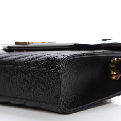 Saint Laurent Grain De Poudre Matelasse Chevron Medium Monogram Satchel Black 7 of 9