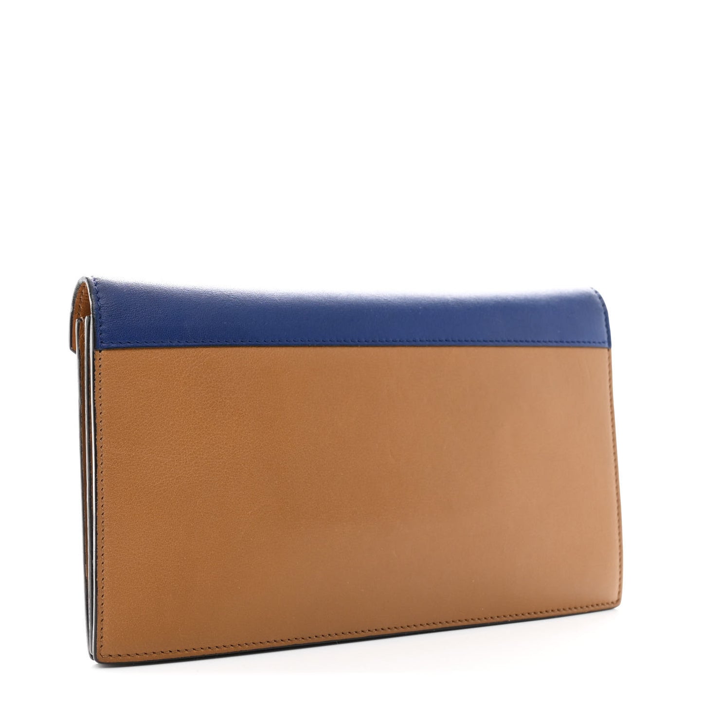Liege Calfskin Pocket Tri-Fold Multifunction Envelope Flap Wallet Navy Multicolor