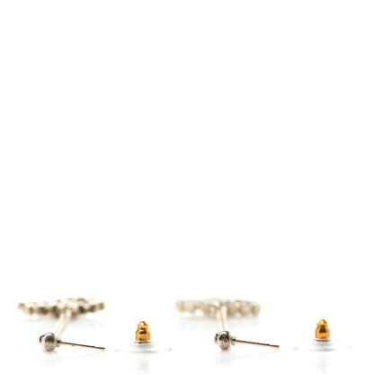 Chanel Crystal CC Drop Earrings Pink Grey Gold 3 of 4