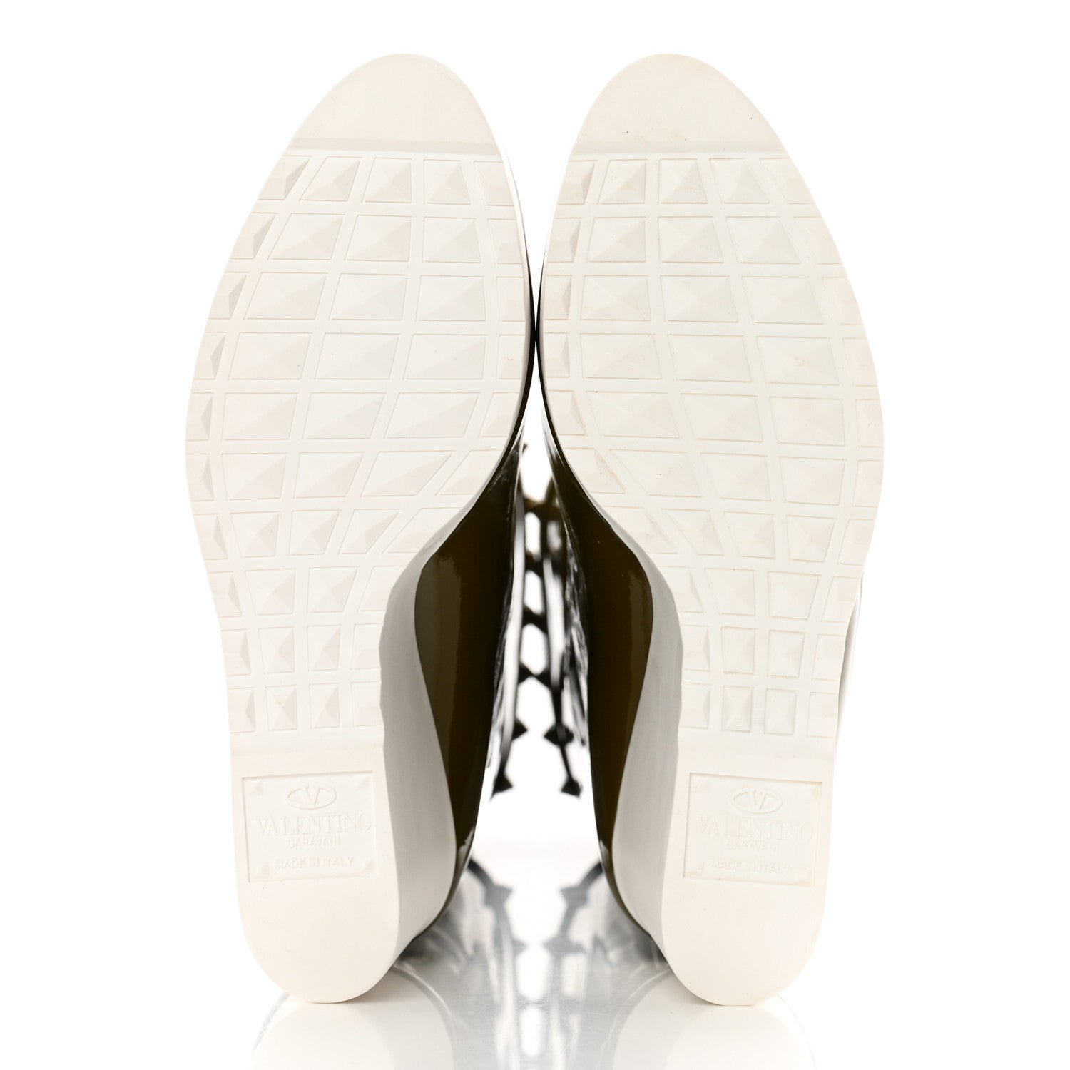 Valentino Garavani Patent Rockstud Knee High 15/100mm Wedge Boots 38 Lichen White 5 of 9