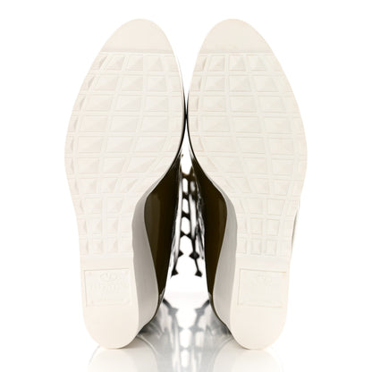 Valentino Garavani Patent Rockstud Knee High 15/100mm Wedge Boots 38 Lichen White 5 of 9