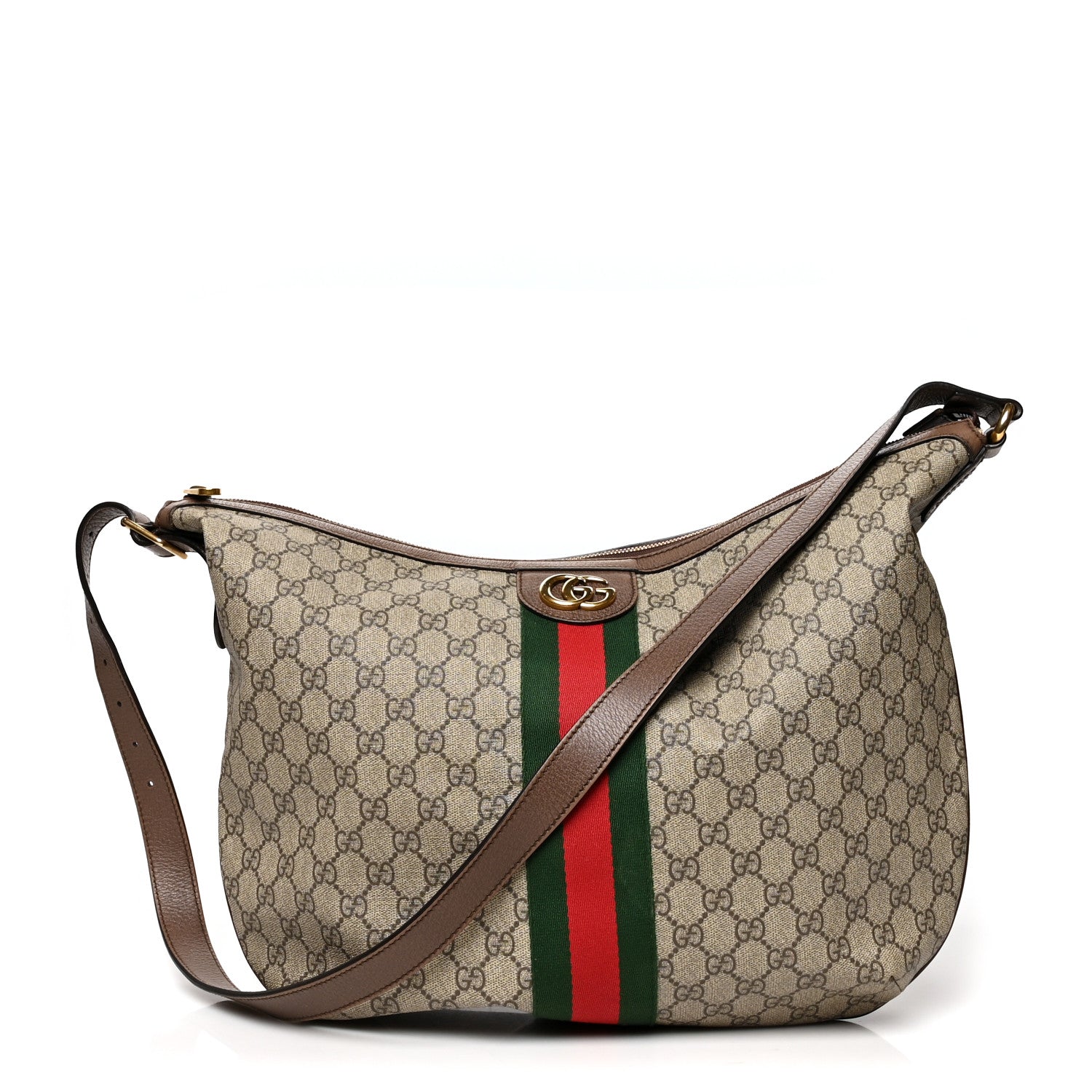 Gucci GG Supreme Monogram Web Ophidia Half Moon Hobo Brown 1 of 14
