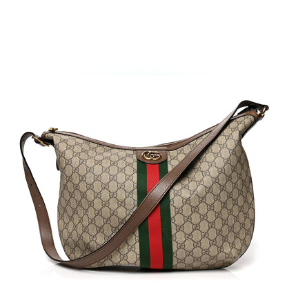 Gucci GG Supreme Monogram Web Ophidia Half Moon Hobo Brown 1 of 14