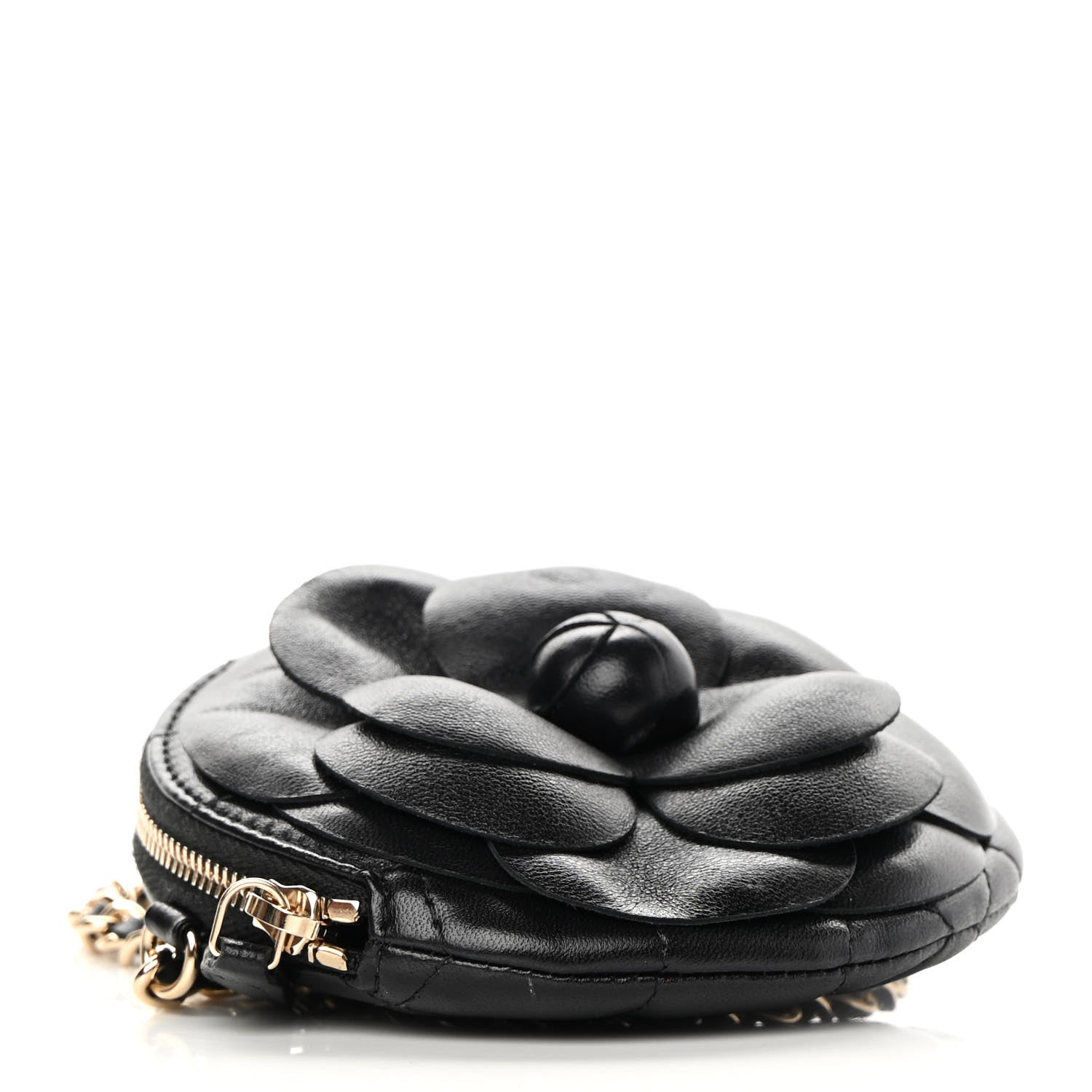 Chanel Lambskin Mini Camellia Bouquet Clutch With Chain Black 4 of 12
