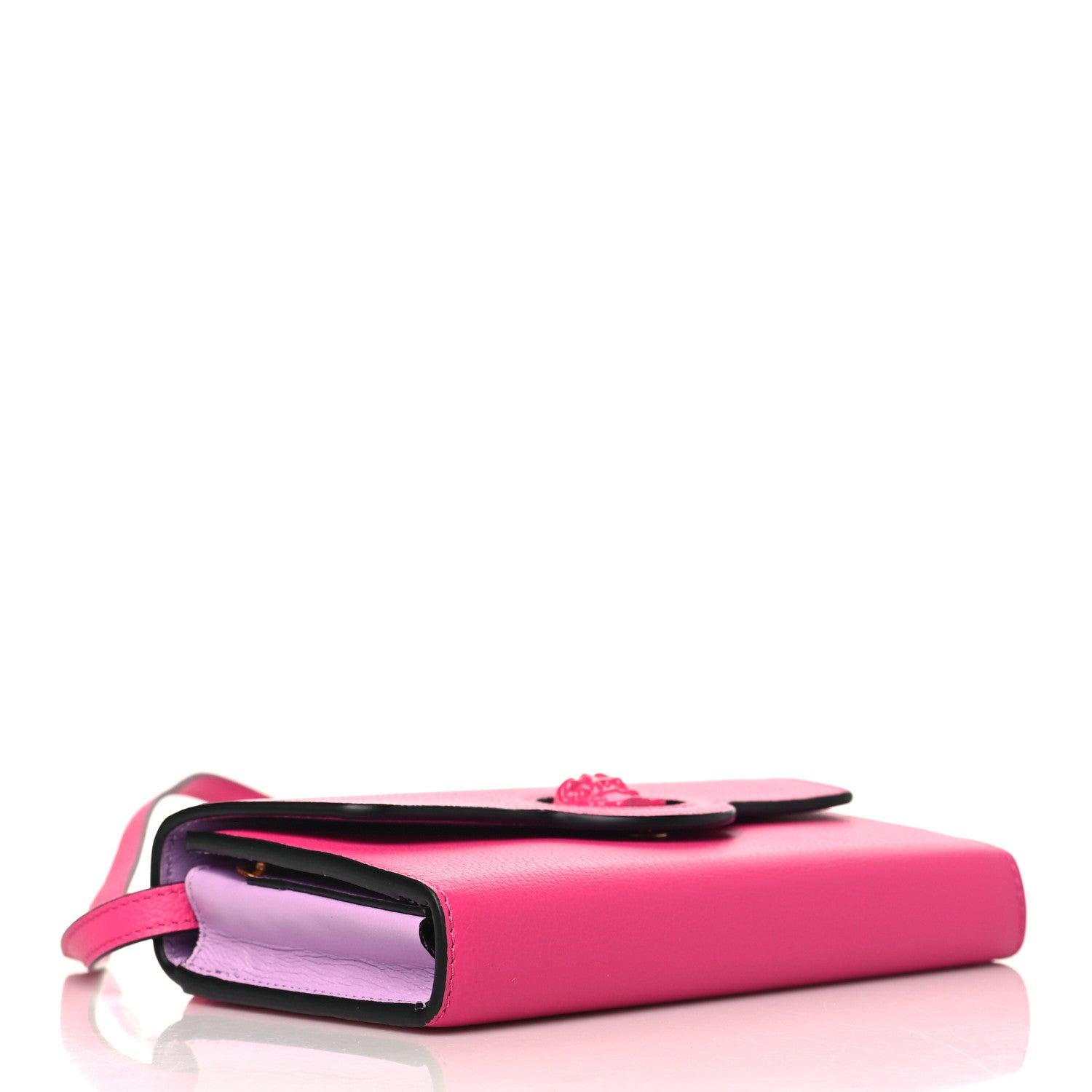 Versace Grained Calfskin La Medusa Wallet On Chain Fuchsia Pink Lilac 4 of 8
