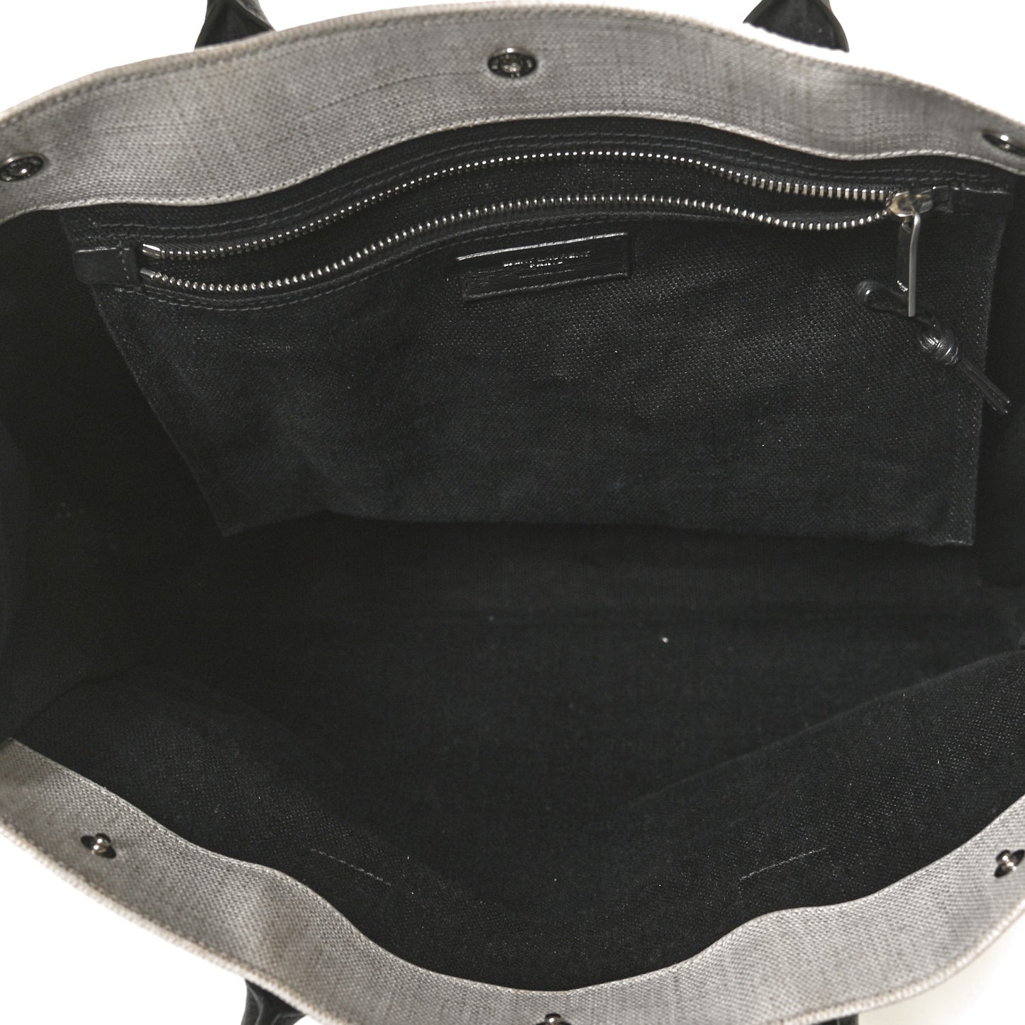 Linen Calfskin Rive Gauche North South Tote White Black