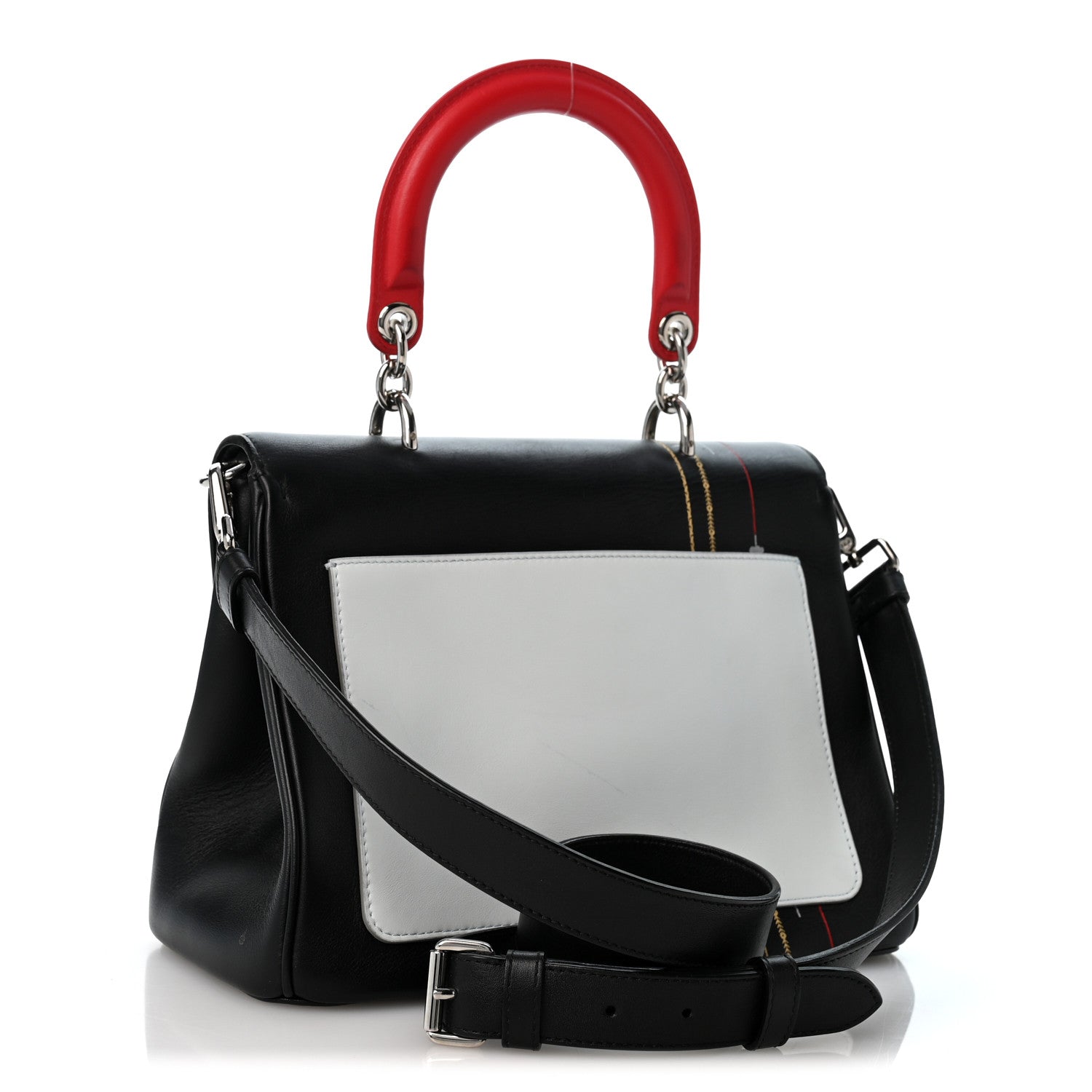Christian Dior Smooth Calfskin Small Tri-Color Be Dior Flap Black Red Light Blue 3 of 14