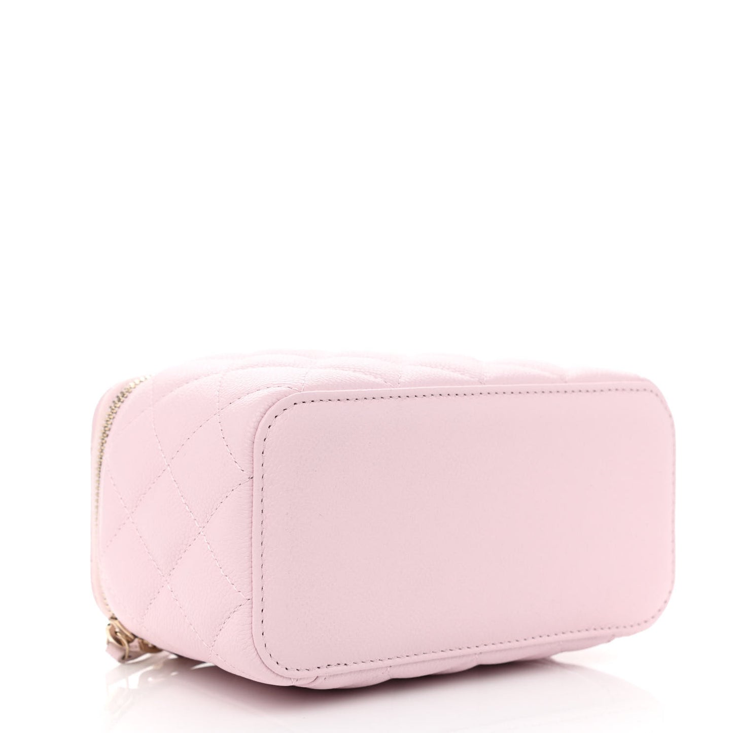 Caviar Quilted Small Tiny CC Vanity Case With Chain Light Pink