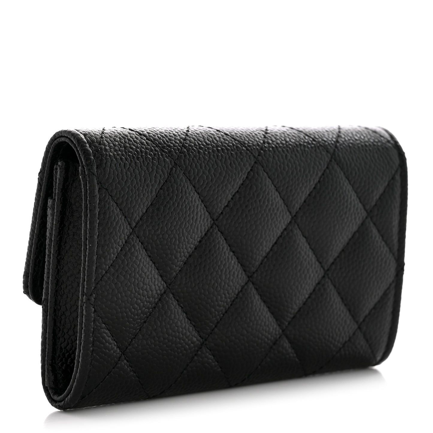 Caviar Quilted Chain CC Flap Card Holder Black