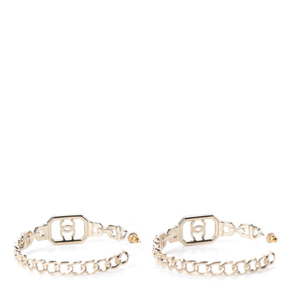Chanel Crystal CC Vendome Hoop Earrings Gold 8 of 10