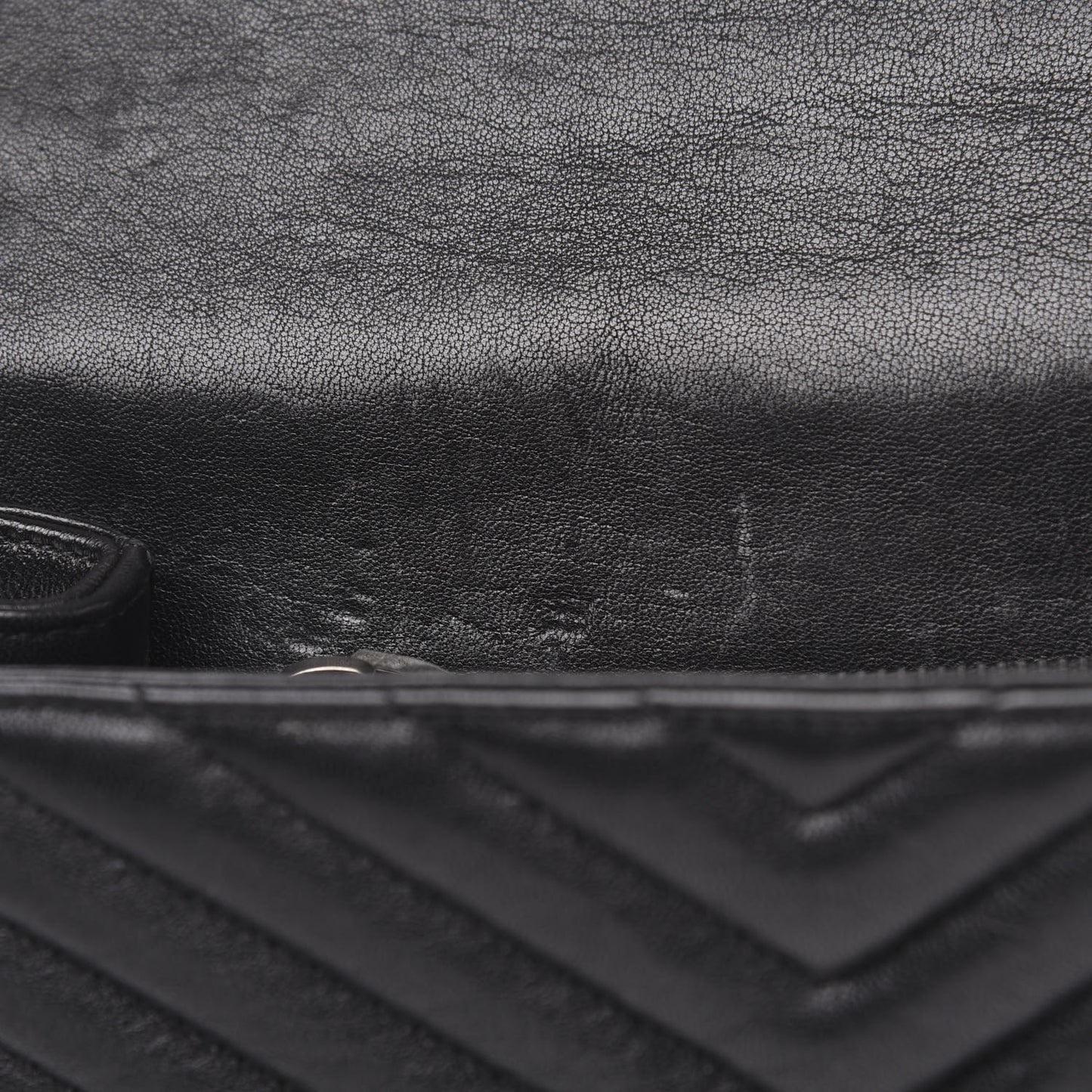 Sheepskin Matelasse Chevron Monogram Medium College Bag Black