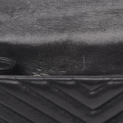 Saint Laurent Sheepskin Matelasse Chevron Monogram Medium College Bag Black 10 of 12