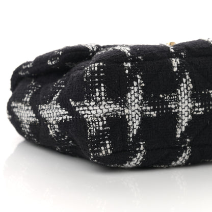 Chanel Tweed Quilted Large Chanel 19 Flap Black White 9 of 12