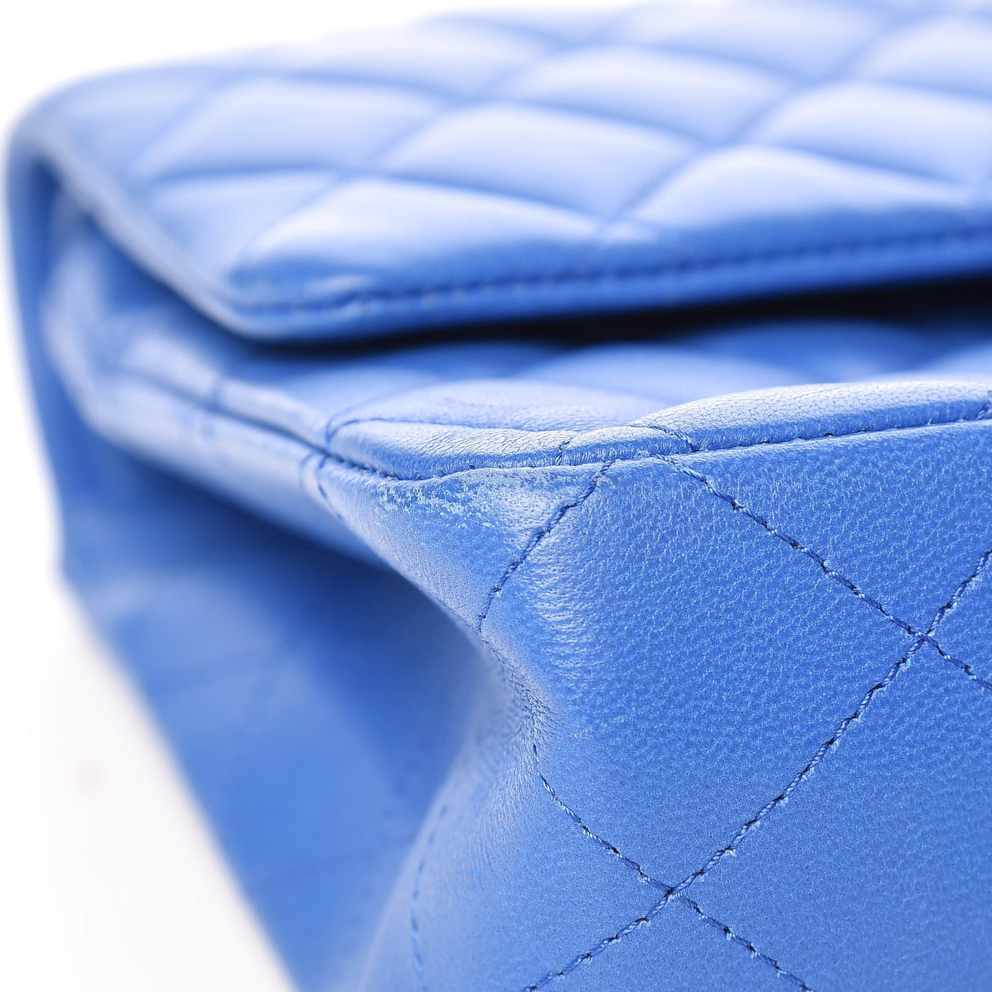 Lambskin Quilted Medium Double Flap Blue