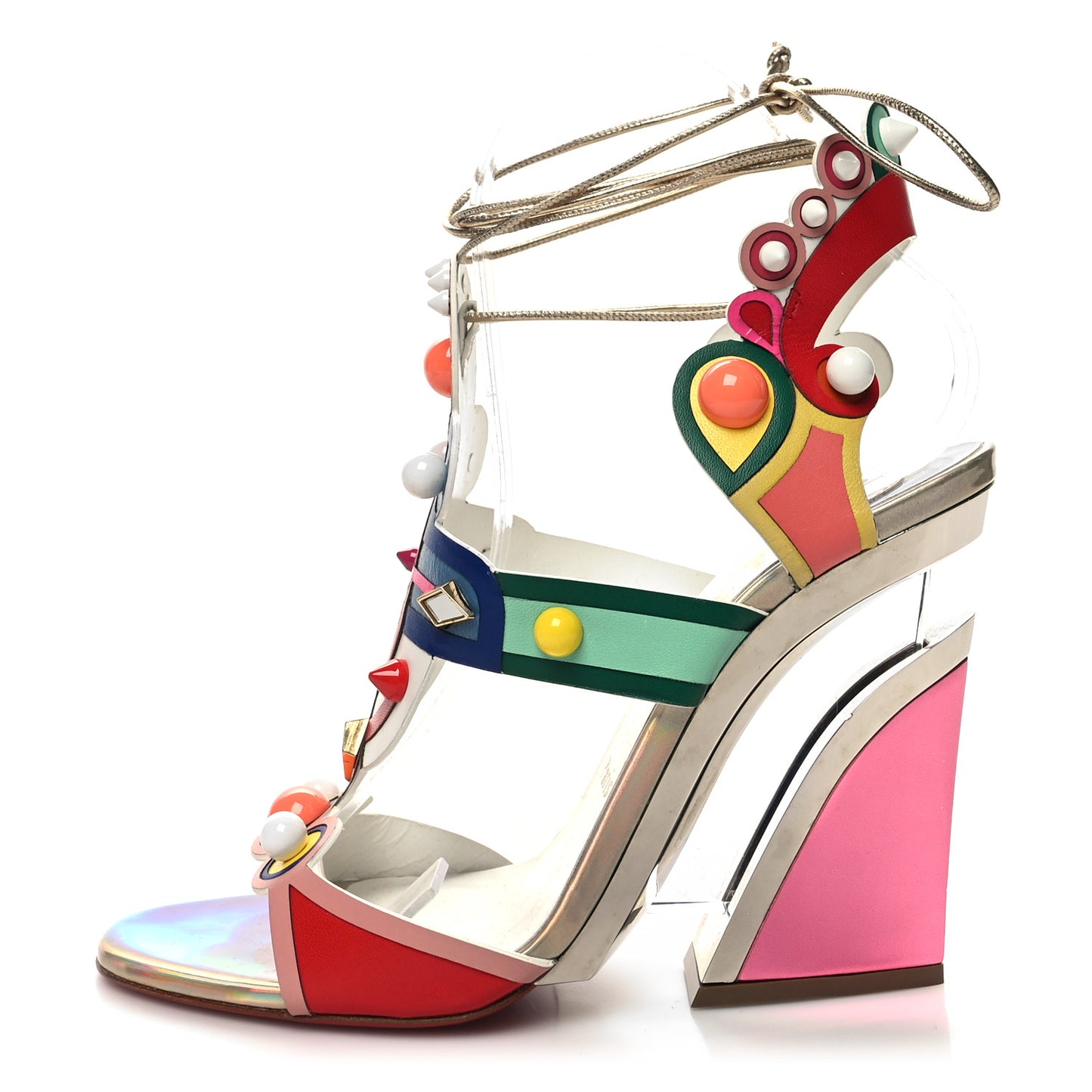 Calfskin Papagaya Levita Sandals 38 Multicolor