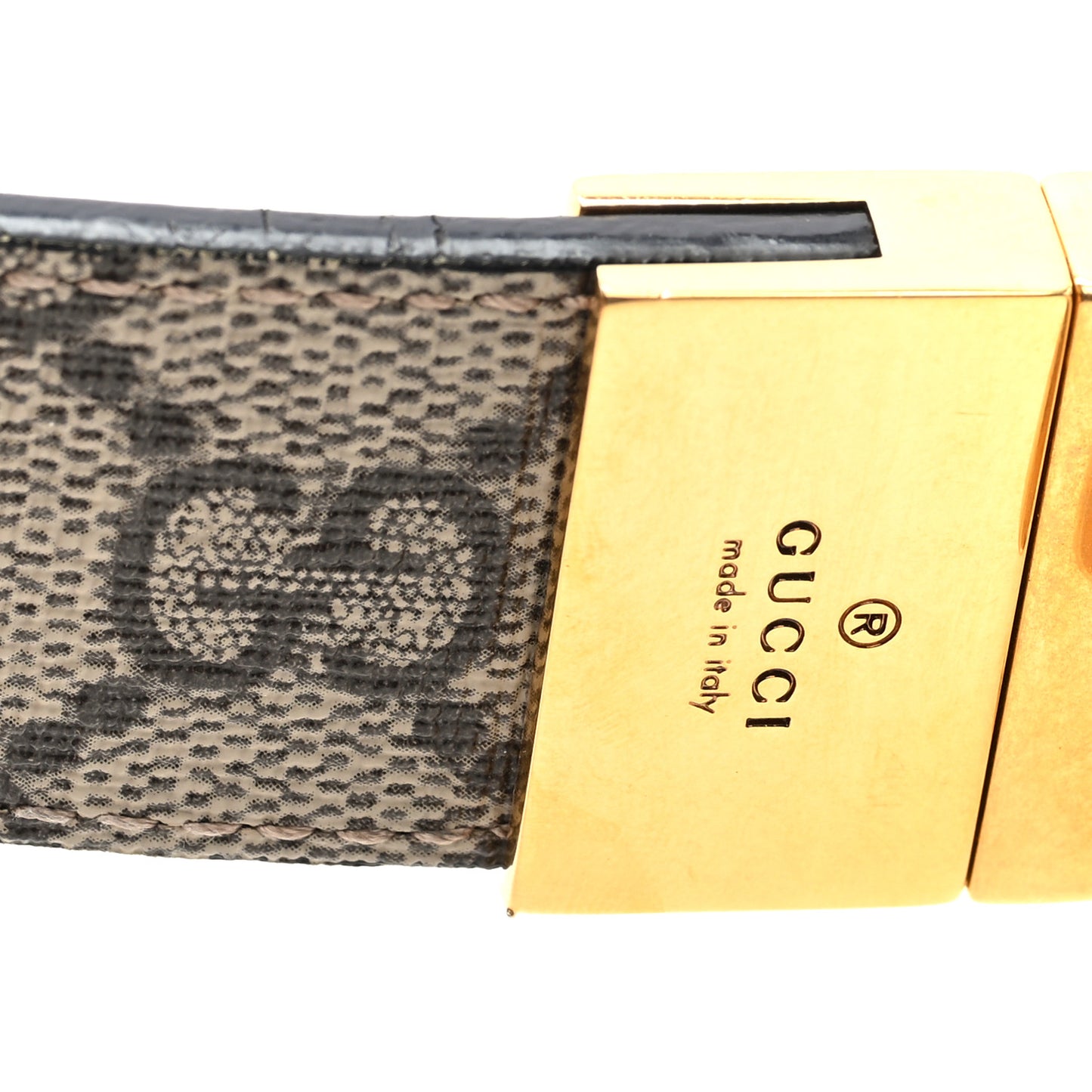 GG Supreme Monogram Plutone Calfskin Double G Reversible 30mm Belt 85 34 Beige Ebony Black