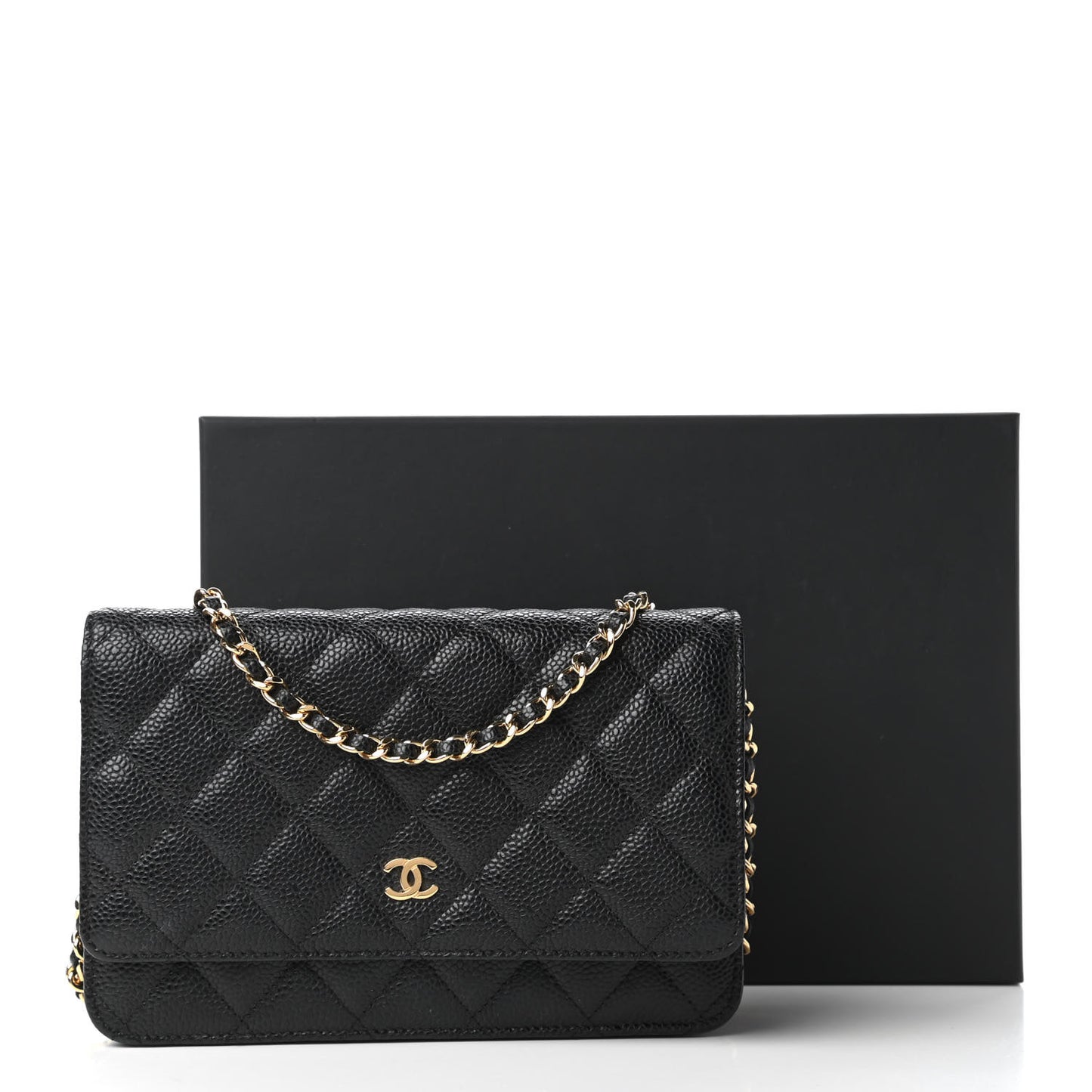 Caviar Quilted Wallet On Chain WOC Black