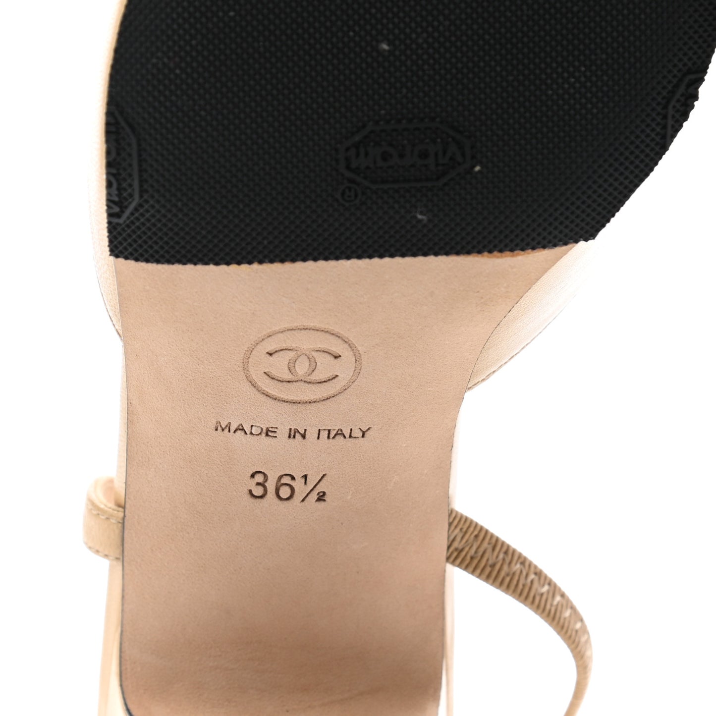 Goatskin Grosgrain Cap Toe CC Slingback Pumps 36.5 Beige Black