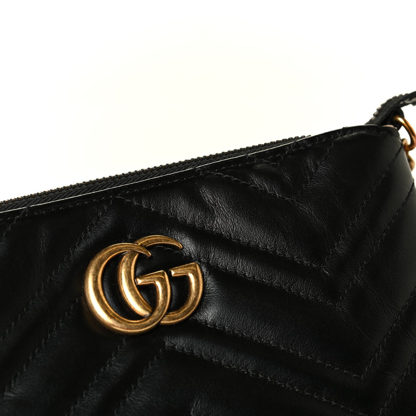 Calfskin Matelasse Mini GG Marmont Chain Bag Black