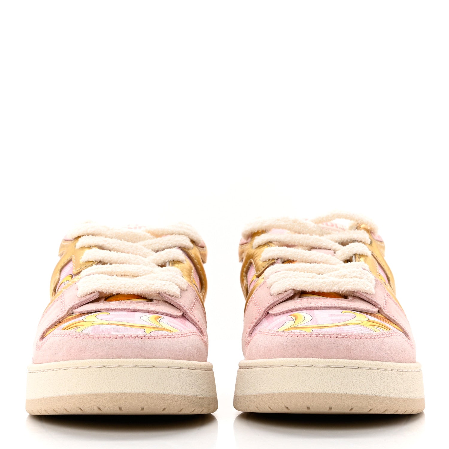 Versace X FENDI Suede Fabric FF Baroque Womens Fendace Match Sneakers 38 Pink Gold Multicolor 2 of 9