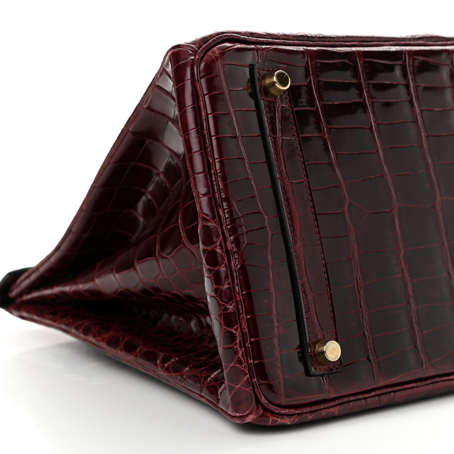 Hermes Shiny Porosus Crocodile Birkin 35 Bourgogne 9 of 13