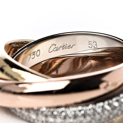Cartier 18K White Yellow Pink Gold Diamond Classic Trinity Paved Ring 53 6.25 4 of 4