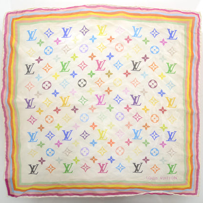 Louis Vuitton Silk Monogram Multicolor Square Scarf White 1 of 4