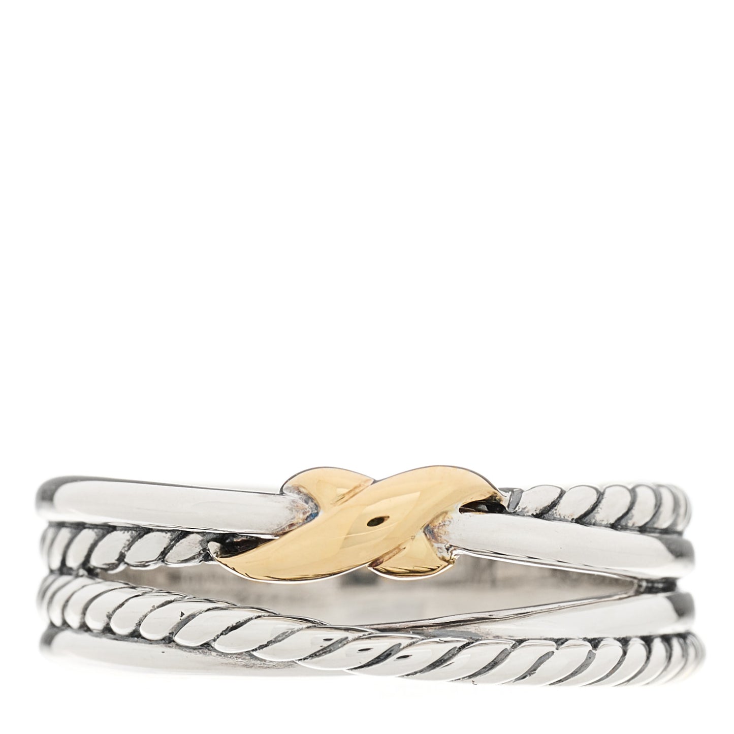 Sterling Silver 18K Yellow Gold 6mm X Crossover Ring 57 8