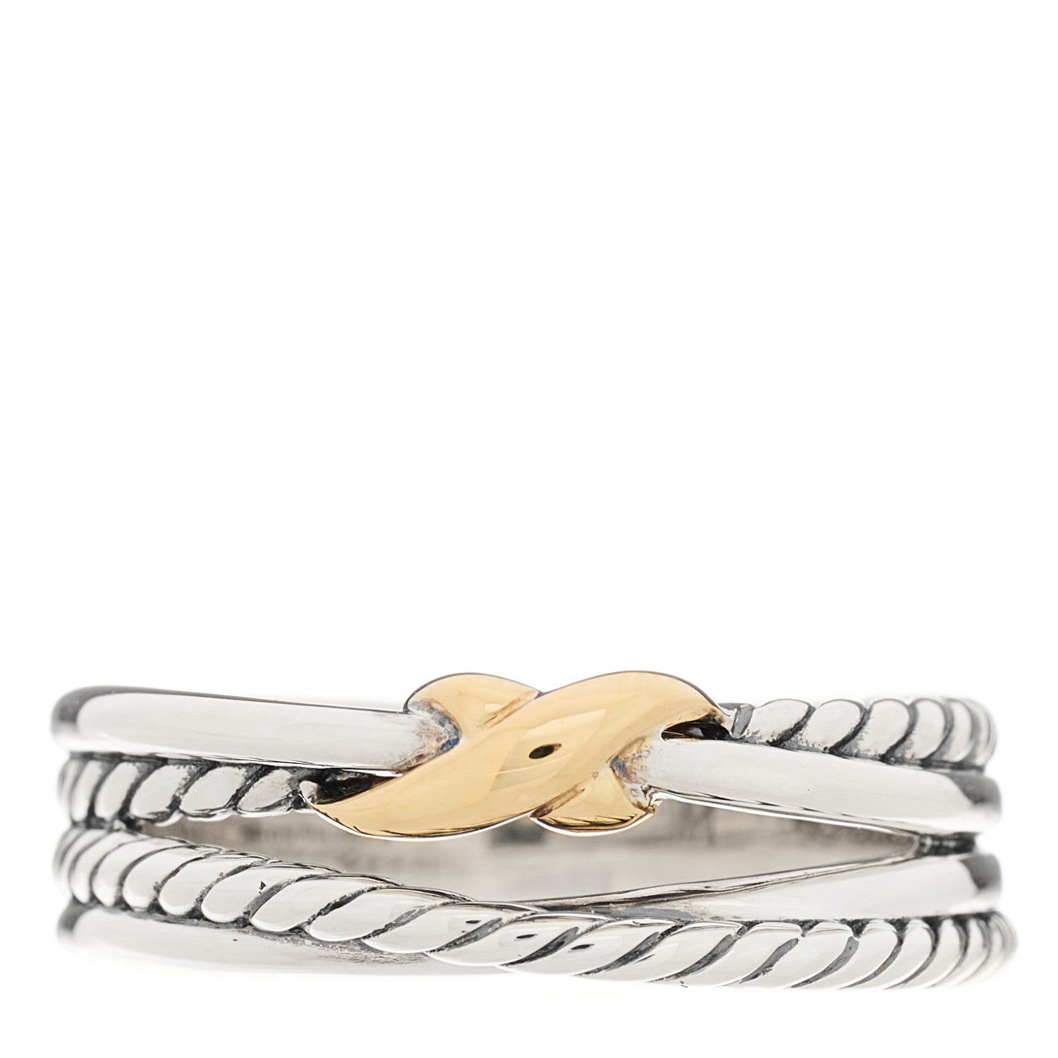 David Yurman Sterling Silver 18K Yellow Gold 6mm X Crossover Ring 57 8 1 of 4