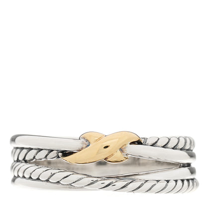 David Yurman Sterling Silver 18K Yellow Gold 6mm X Crossover Ring 57 8 1 of 4