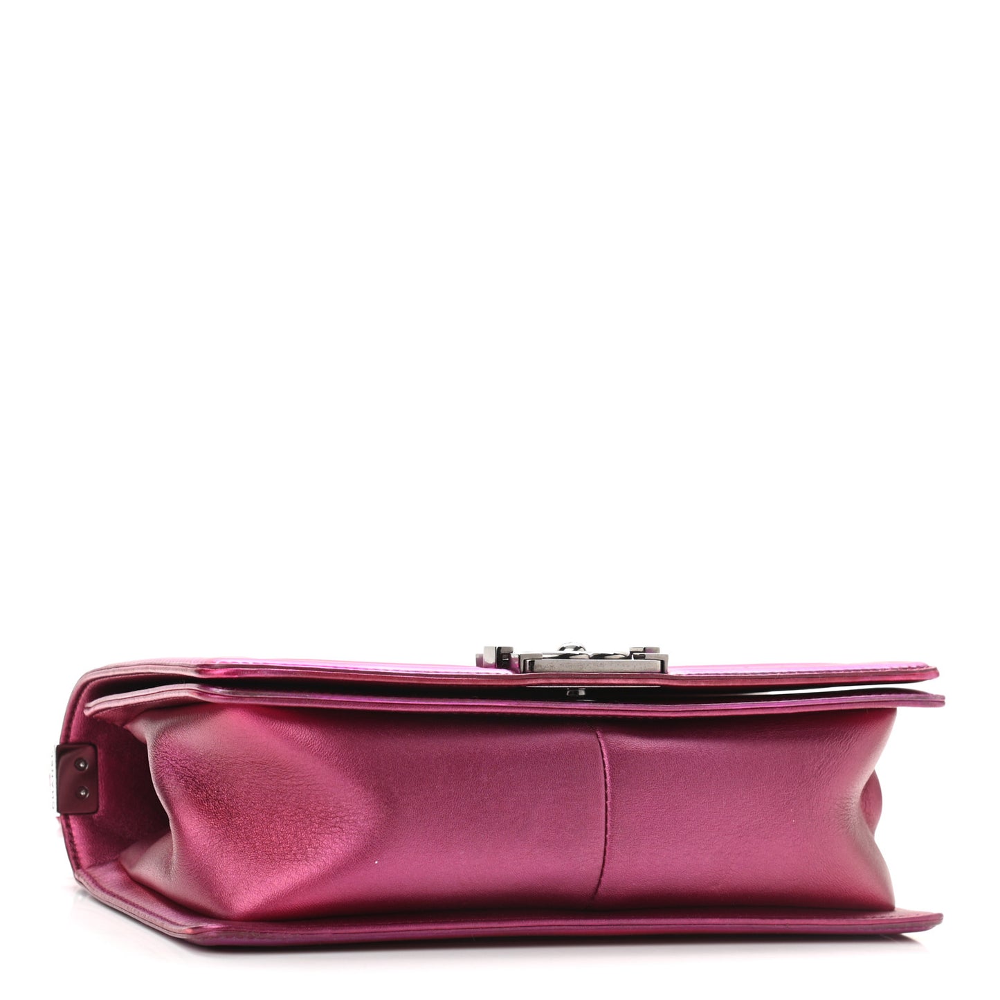 Metallic Patent Calfskin Quilted Medium Boy Flap Pink