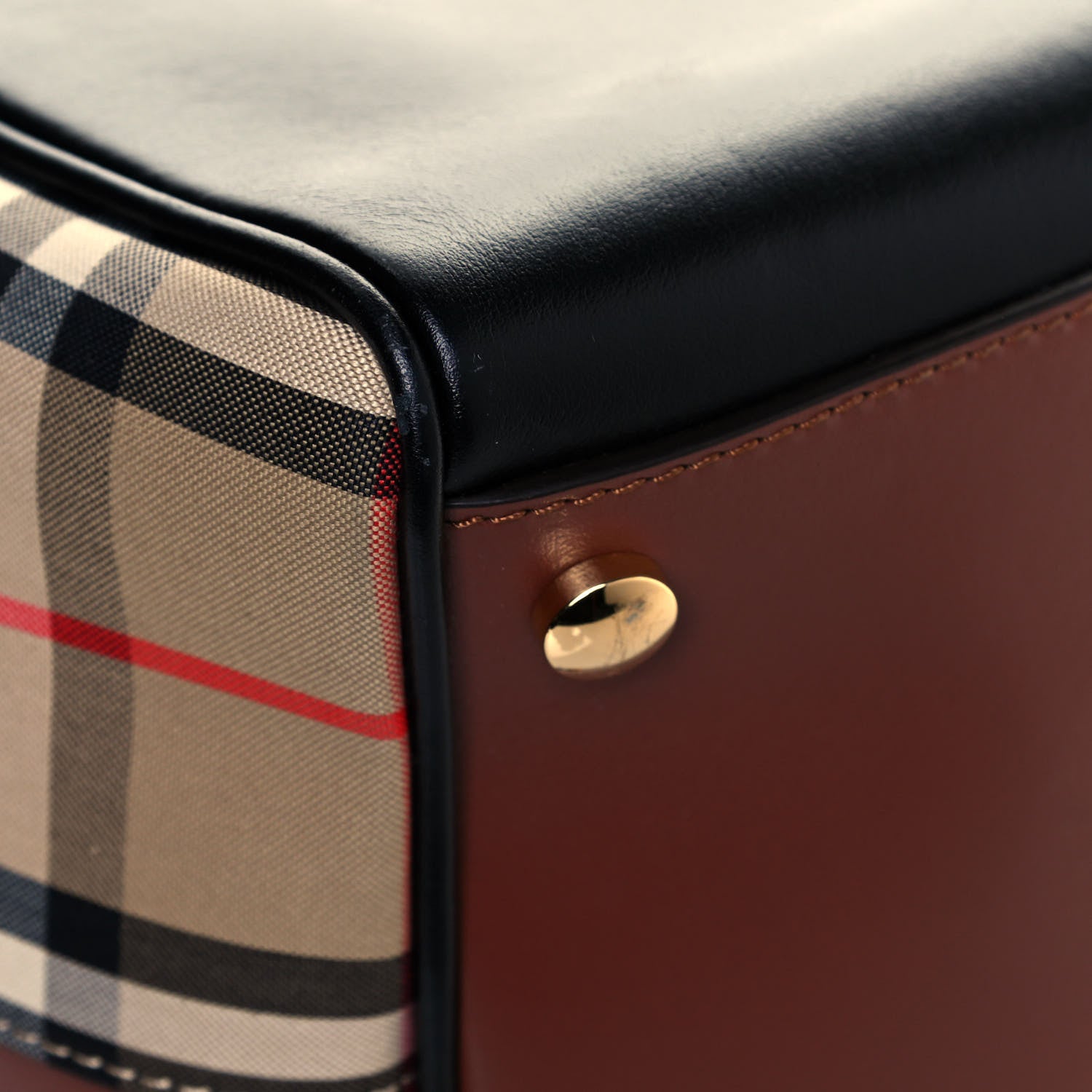 Burberry Smooth Calfskin House Check Medium Cube Bowling Bag Archive Beige 10 of 12