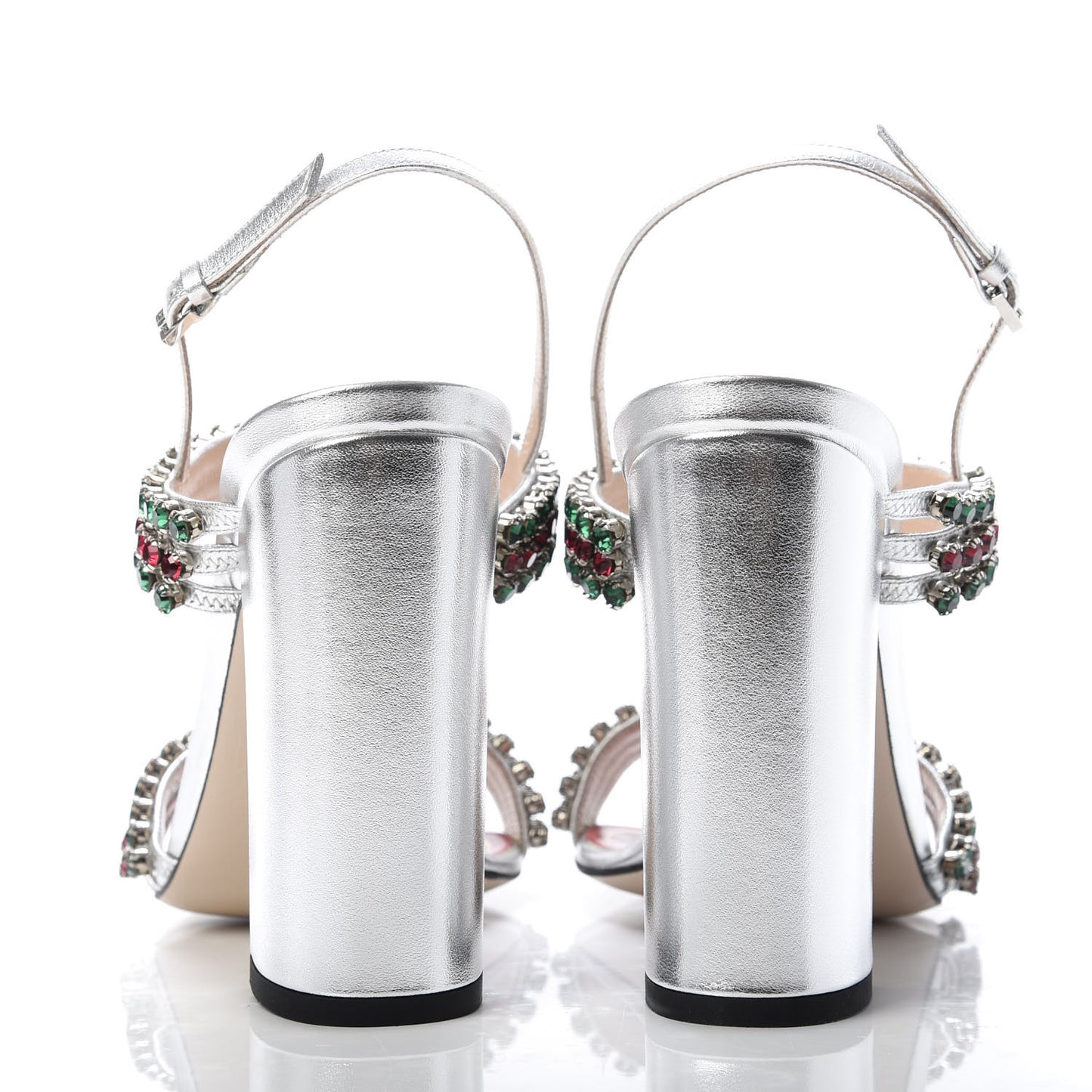 Nappa Silk Crystal Bertie High Heel Sandals 39 Argento