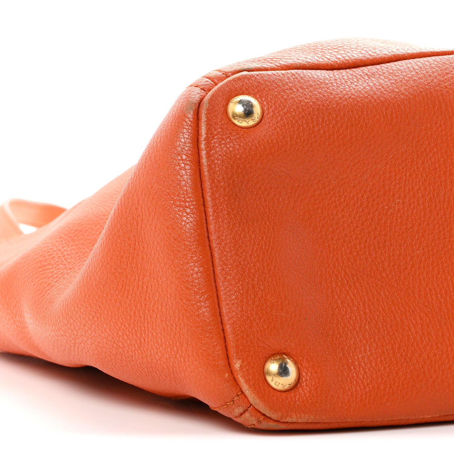 Prada Vitello Daino Side Pocket Tote Papaya 10 of 12