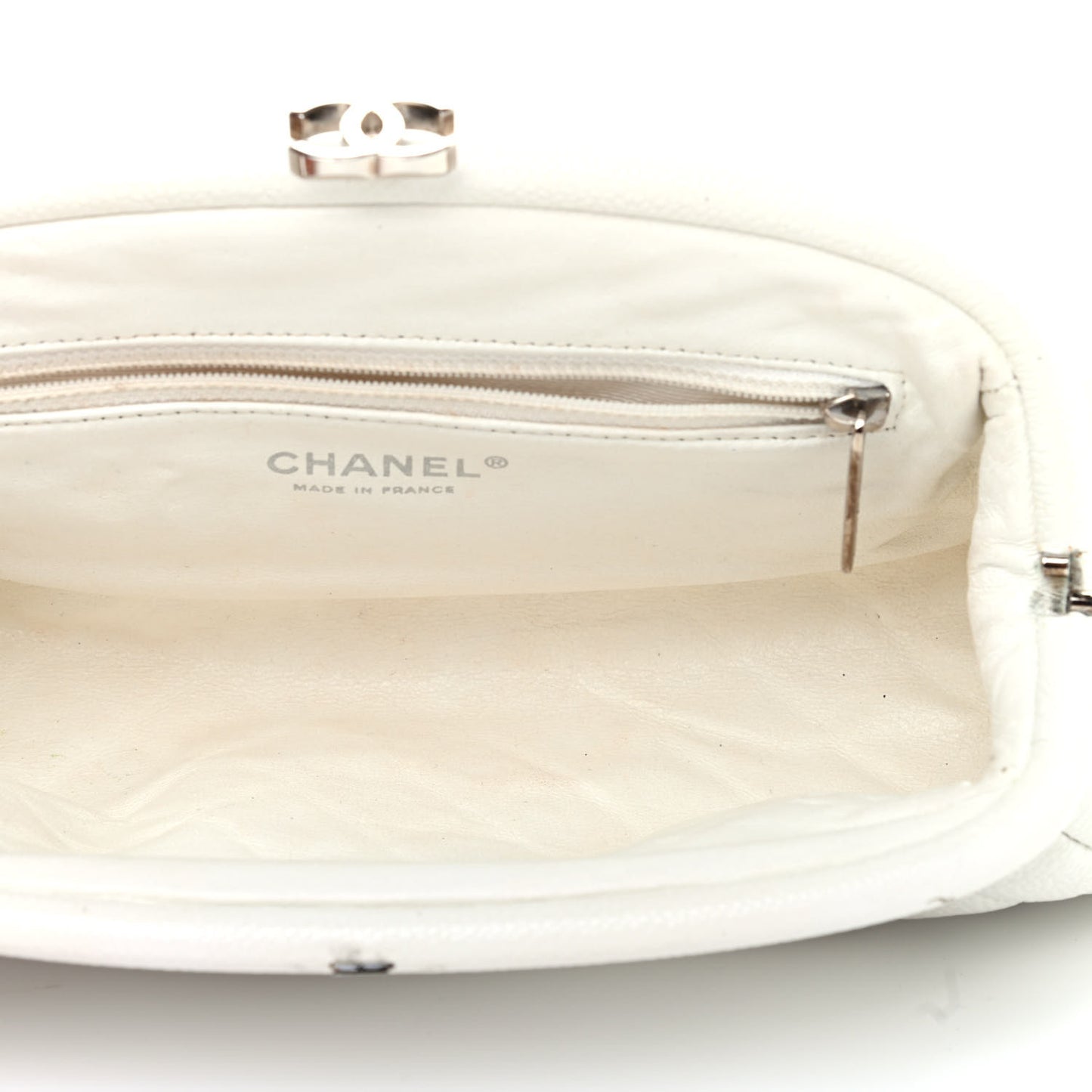 Caviar Quilted Timeless Clutch White
